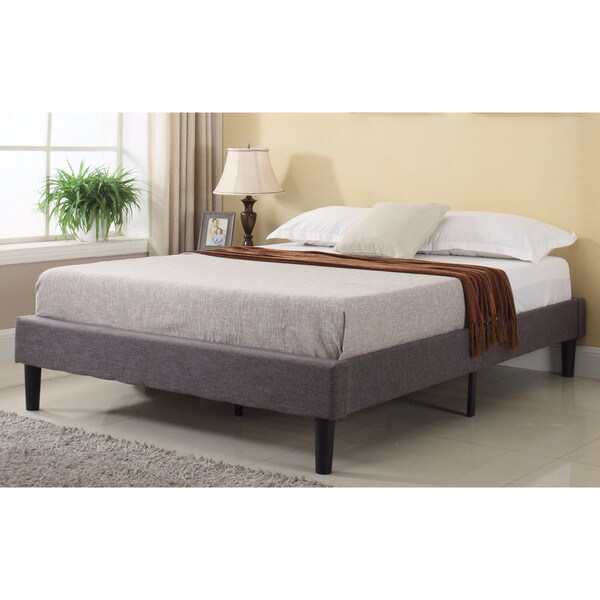 Shop Modern Grey Linen Fabric Platform Bed Free Shipping Today