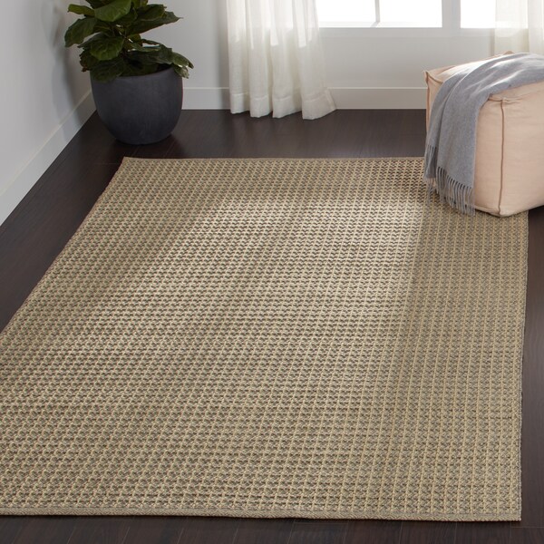 Indoor/ Outdoor Earth Tone Flatweave Pewter Rug - 9'3 x 13'