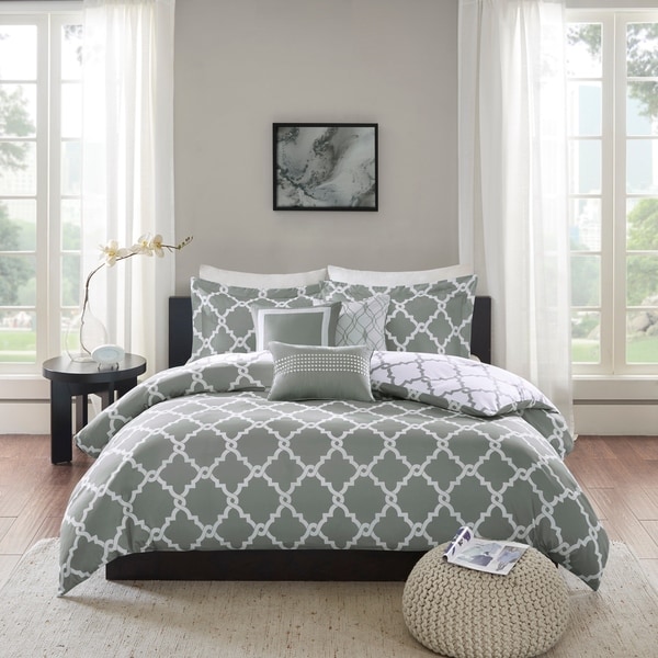 Madison Park Almaden Grey 6-piece Reversible Duvet Cover Set