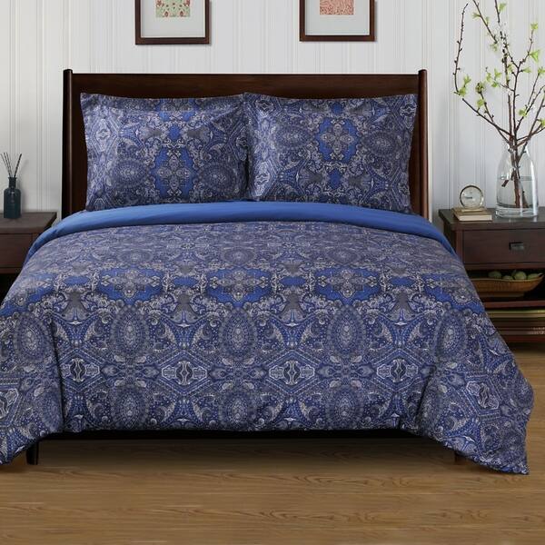 Miranda Haus Alderwood 300 Thread Count Reversible Cotton Duvet Cover Set