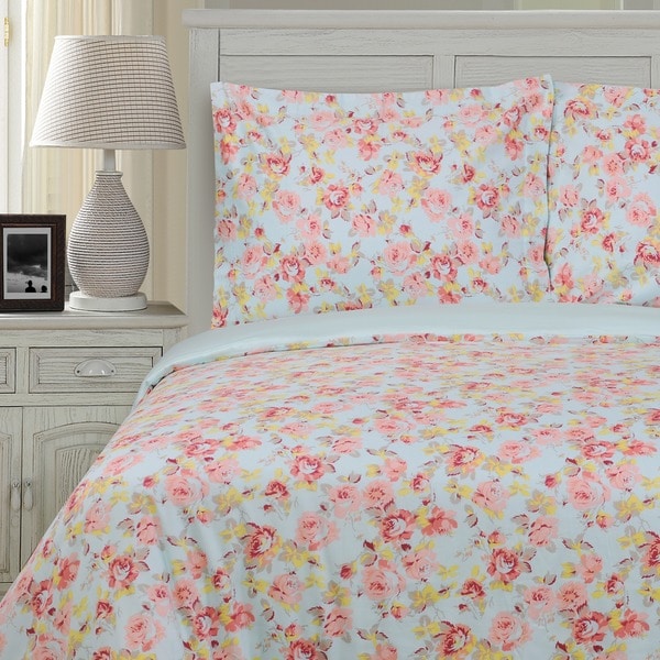 Superior Bellflower 300 Thread Count Reversible Cotton Duvet Cover Set