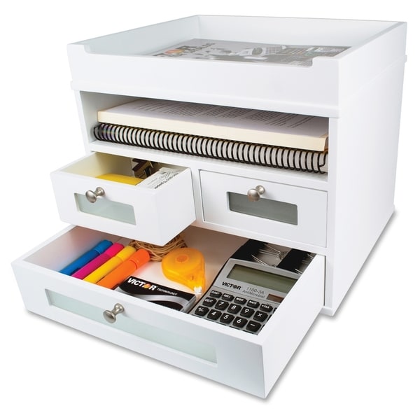 Victor Pure White Collection Wood Tidy Tower Organizer Victor Pure White Collection Wood Tidy Tower Organizer