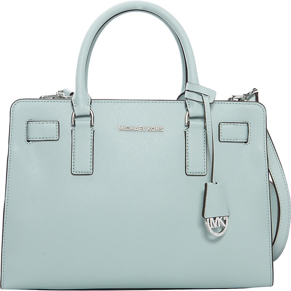 Shop Michael Kors Dillon Celadon Saffiano Green Leather Satchel Handbag ...