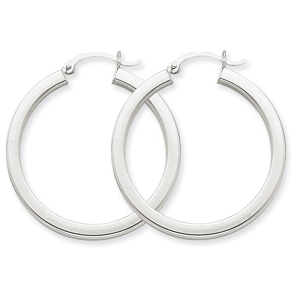 Versil 14k White Gold 3mm Polished Square Hoop Earrings Free Versil 14k White Gold 3mm Polished Square Hoop Earrings
