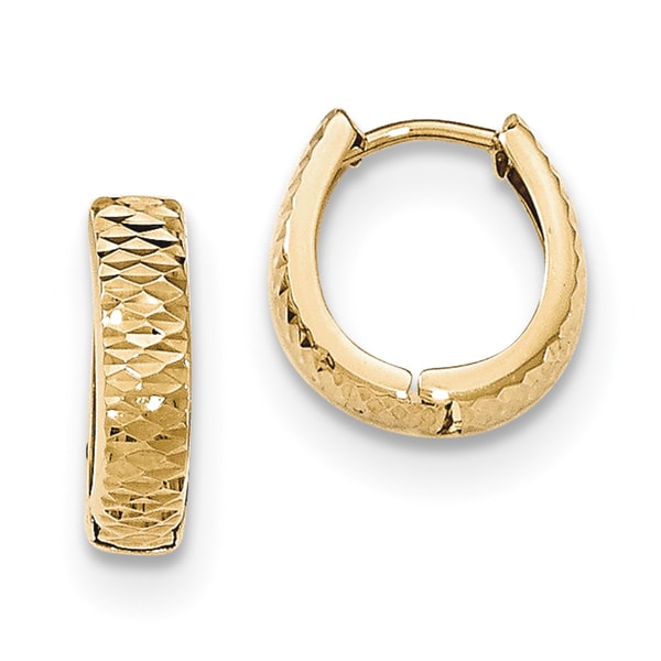 Shop Versil 14k Yellow Gold Textured and Polished Hinged Hoop Earrings - On Sale - Free Shipping ...