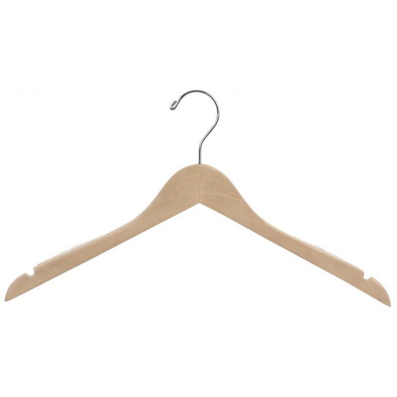 Natural Finish Petite Rubber Strip Insert Top Hanger with Notches (Case of 100)