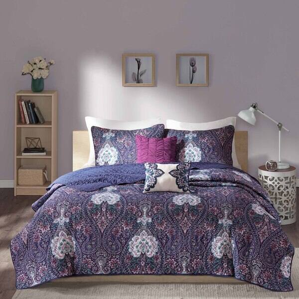 Intelligent Design Neeva Purple Coverlet Set - Bed Bath & Beyond - 12121474