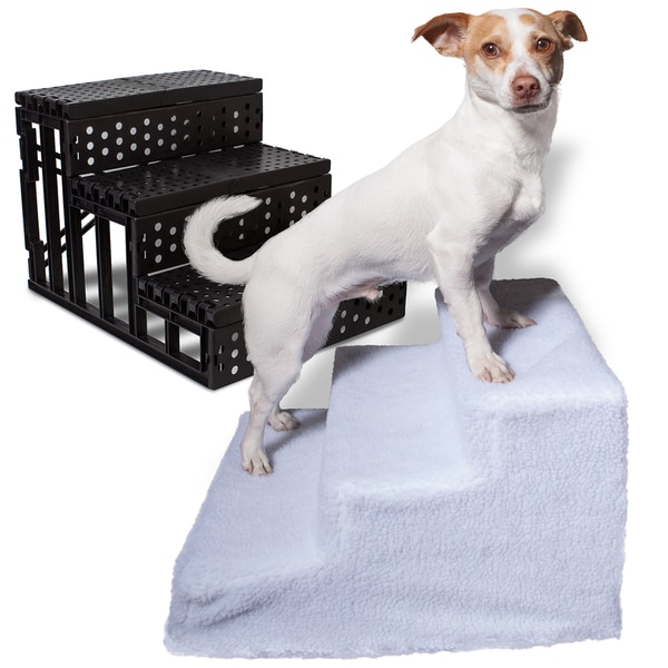 Oxgord Portable Pet Stairs with Removable Fleece Cover Bed Bath