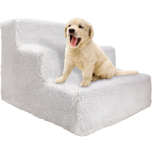 Oxgord Portable Pet Stairs with Removable Fleece Cover Bed Bath