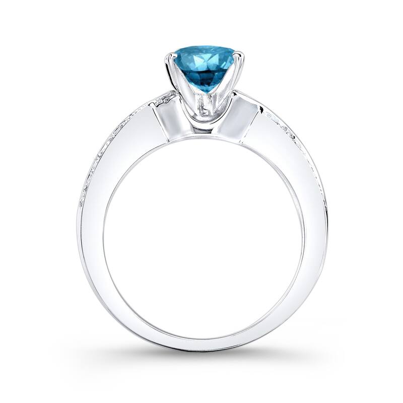 Auriya Platinum 3/4ctw Twisted Round Blue Diamond Engagement Ring Set