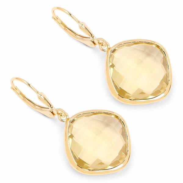 Malaika Yellow Gold Plated 925 Sterling Silver 21 40k Genuine Malaika Yellow Gold Plated 925 Sterling Silver 21 40k Genuine Lemon Quartz Earrings