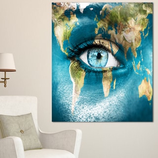 Planet Earth and Blue Eye - Abstract Digital Art Canvas Print - Bed ...