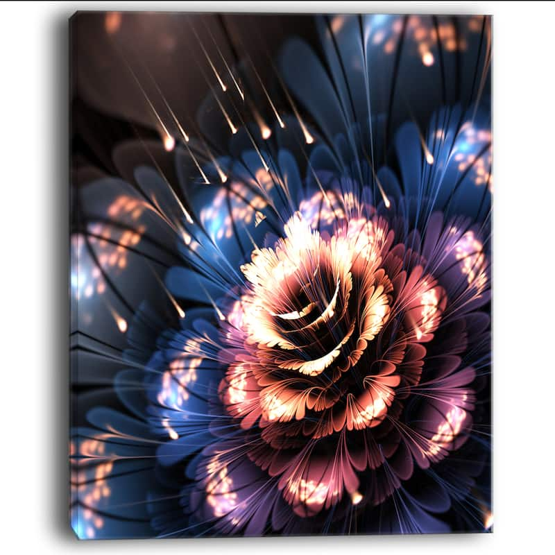 Fractal Flower Orange And Blue - Floral Digital Art Canvas Print - On 