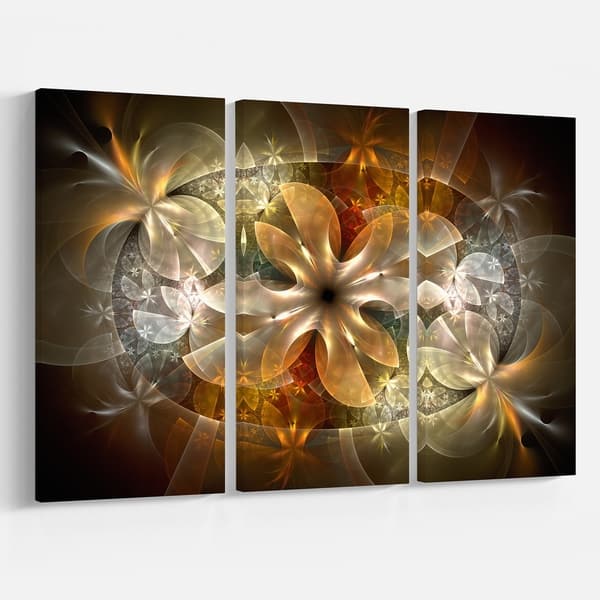Fractal Flower With Blue Details Floral Digital Art Canvas Print Yellow On Sale Overstock 12126104
