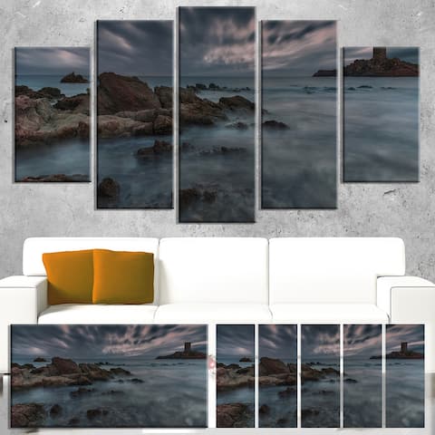French Riviera Coastline - Landscape Photography Canvas Print - Blue