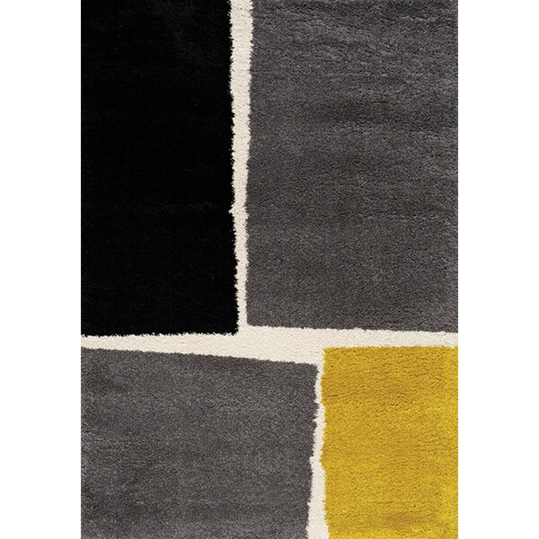 Shop Marko Grey/ Yellow/ Cream Tilted Squares Soft Touch Rug (7'10 x 10