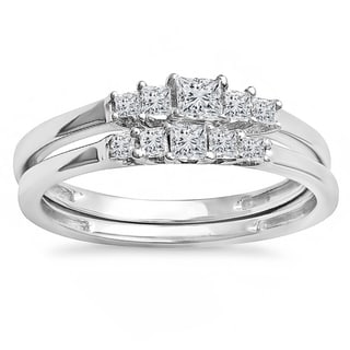 10k white gold 12ct tw princess diamond 5 stone bridal engagement ring matching - Affordable Diamond Wedding Rings 10k white gold 12ct tw princess diamond 5 stone bridal engagement ring matching - Affordable Diamond Wedding Rings
