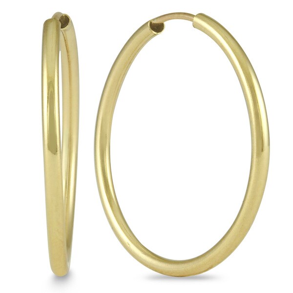 Shop Marquee Jewels 14k Yellow Gold 21millimeter Hoop Earrings On