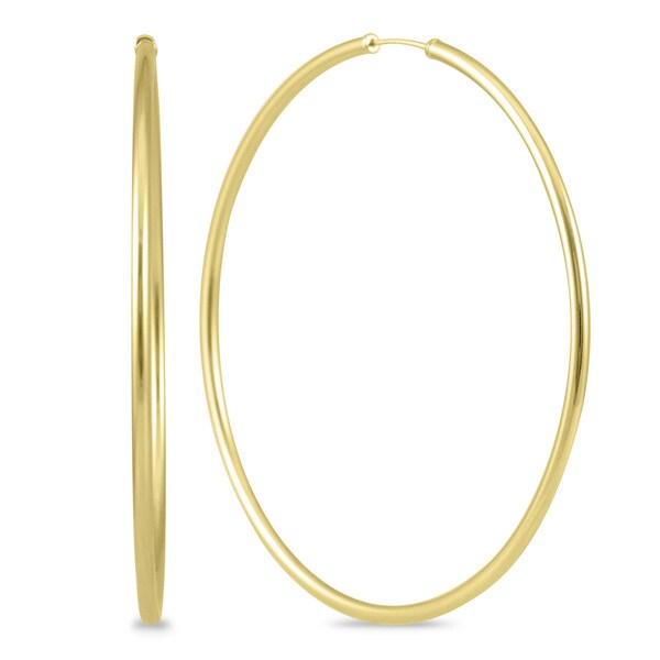 Marquee Jewels 14k Yellow Gold 60 Millimeter Endless Hoop Marquee Jewels 14k Yellow Gold 60 Millimeter Endless Hoop Earrings