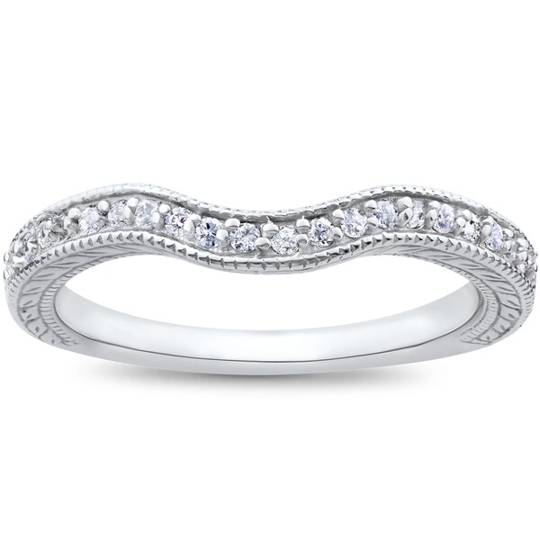 14k White Gold 1/6ct Vintage Curved Diamond Contour ... (600 x 600 Pixel)