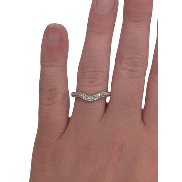 14k White Gold 1 6ct Vintage Curved Diamond Contour Wedding Band For Engagement Ring On Sale Overstock 12127556