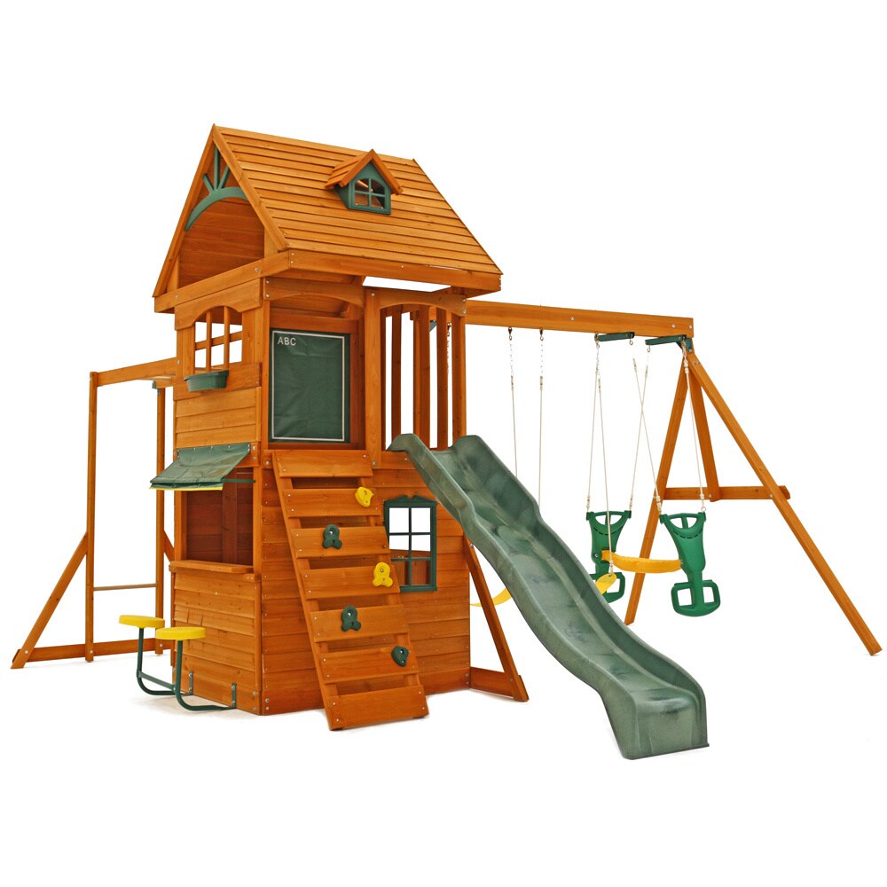 kidkraft ridgeview deluxe clubhouse wooden swing set