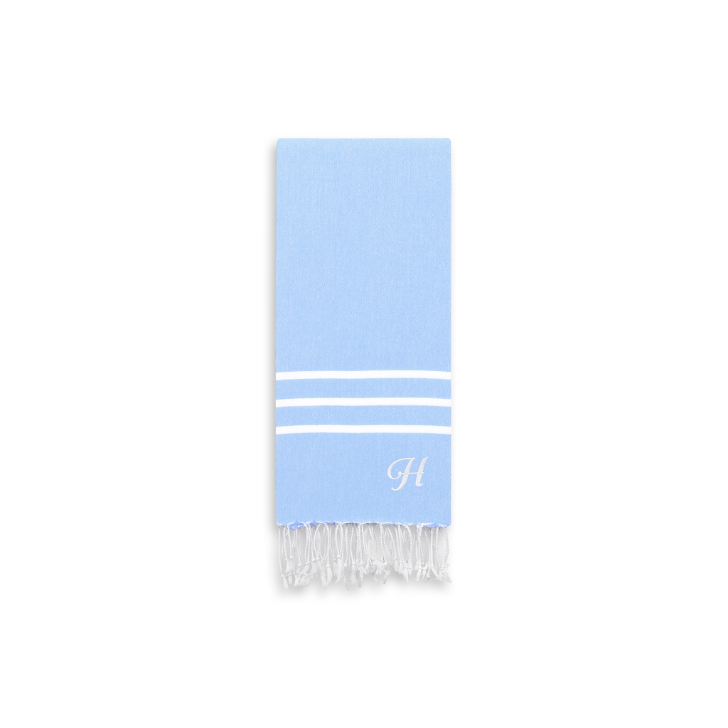 Authentic Ella Sky Blue Monogrammed Pestemal Fouta Turkish Cotton Hand/Kitchen Towel