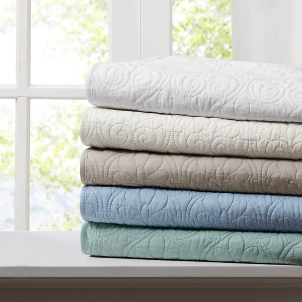 Madison Park Mansfield Oversized Quilted Throw 5-Color Option - Free 