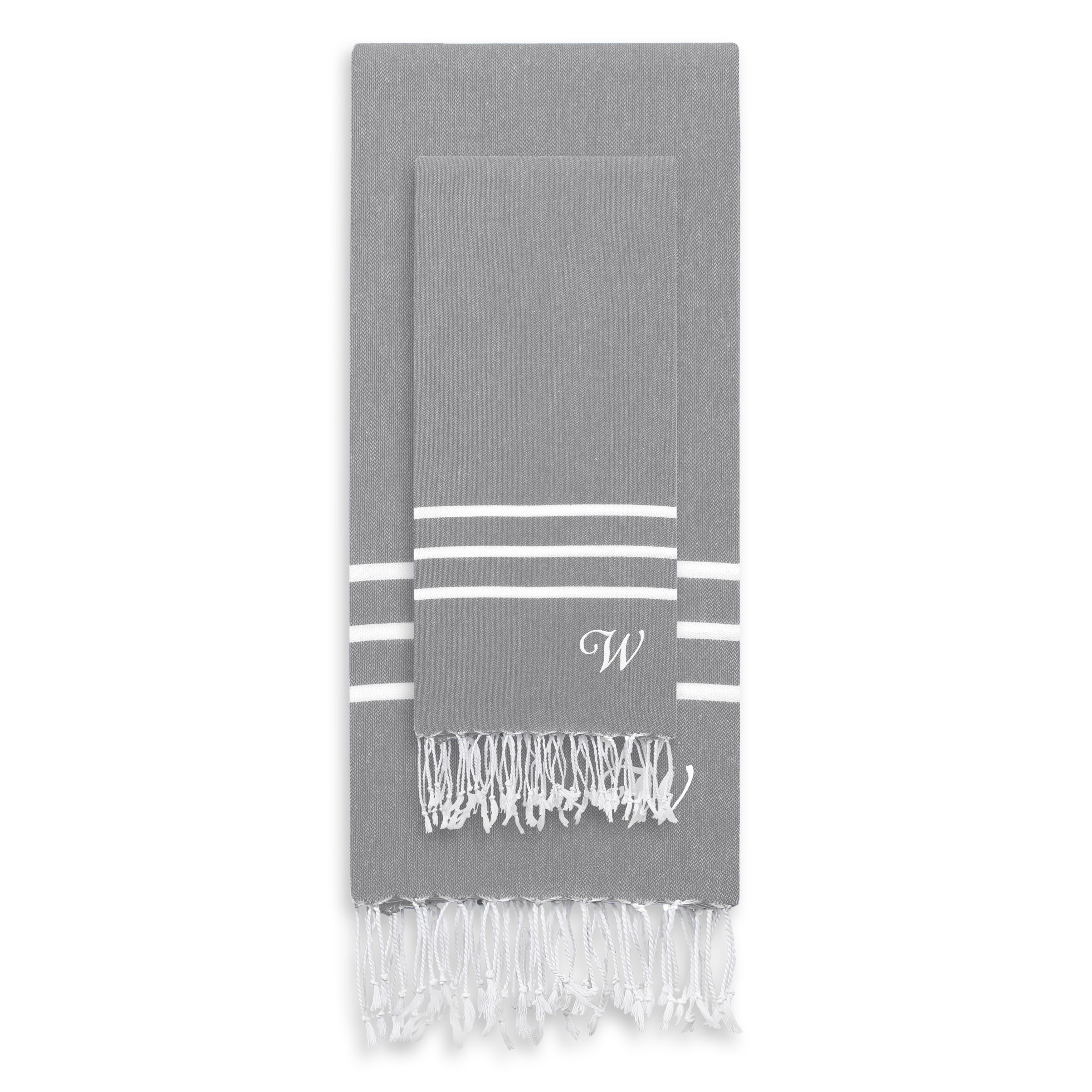 Authentic Ella Grey Monogrammed Pestemal Fouta Turkish Cotton Hand/Bath Towel  Set of 2 - On Sale - Bed Bath & Beyond - 12128128