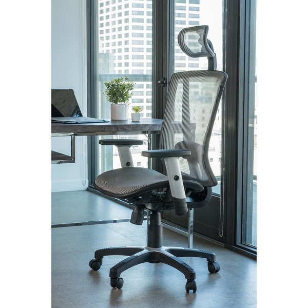 ErgoMax Office Fully Meshed Ergonomic Height Adjustable Black Office Chair w/Armrests & Headrest, 52 Inch Max Height