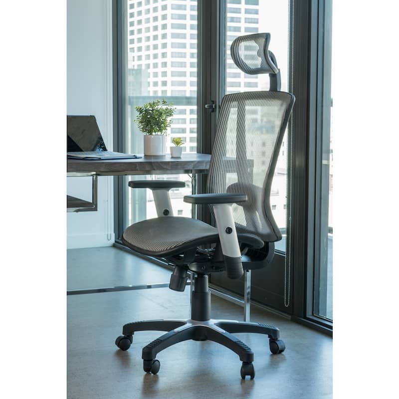 ErgoMax Office Fully Meshed Ergonomic Height Adjustable Red Office Chair w/Armrests & Headrest, 52 Inch Max Height