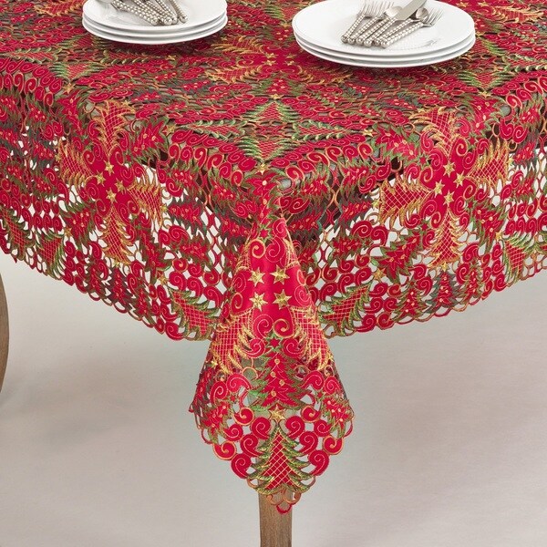 Panettone Collection Holiday Christmas Tree Cutwork Tablecloth Panettone Collection Holiday Christmas Tree Cutwork Tablecloth