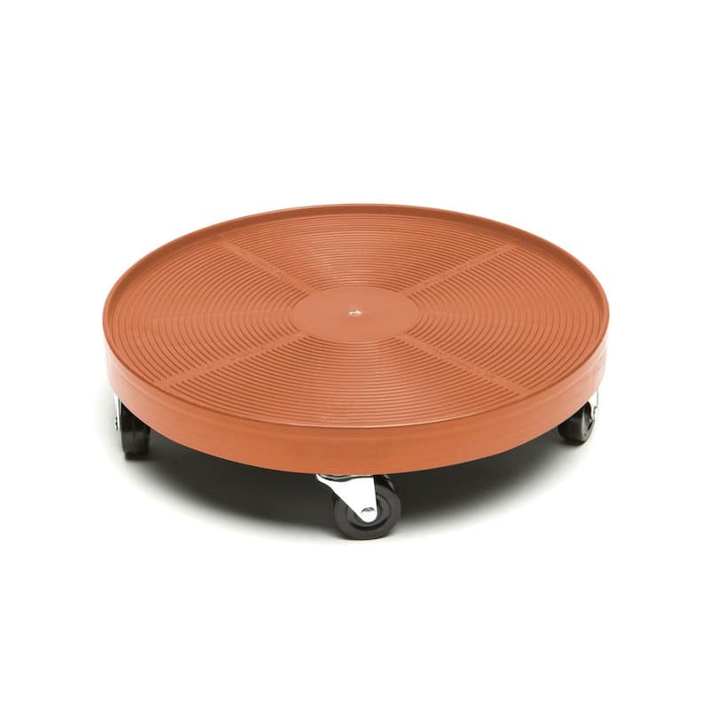 DeVault Enterprises - Terracotta HDPE 16-inch Plant Dolly - Steel Casters w/Rubber Wheels - Holds 500 lbs. - 16" x 16" x 4"