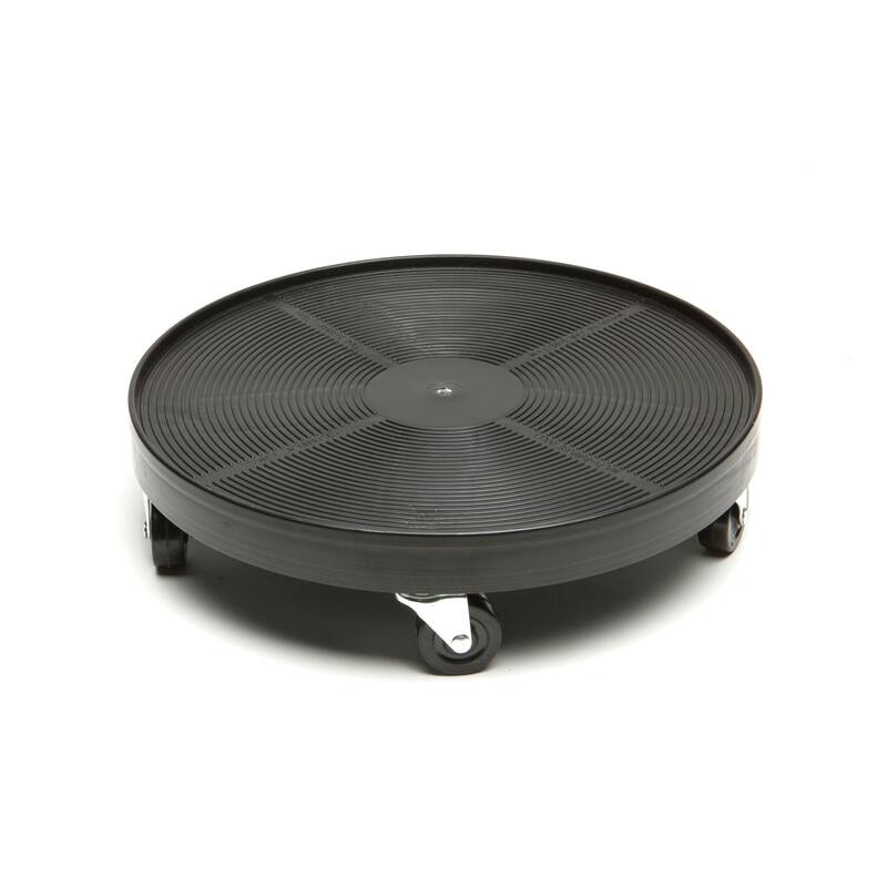 DeVault Enterprises 16" Black Plant Dolly - HDPE with Steel Casters and Rubber Wheels - Holds 500lbs. - 4"h x 16"d
