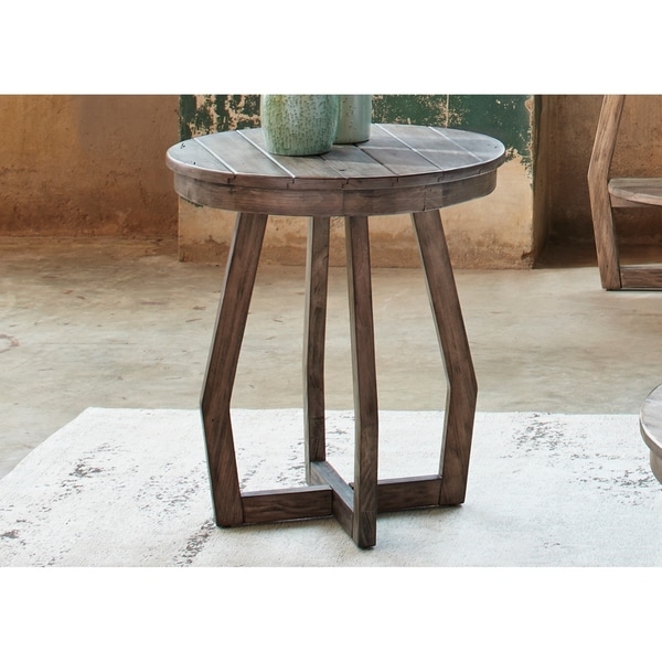 Pine Canopy Redwood Gray Wash Round Chair Side Table On Pine Canopy Redwood Gray Wash Round Chair Side Table