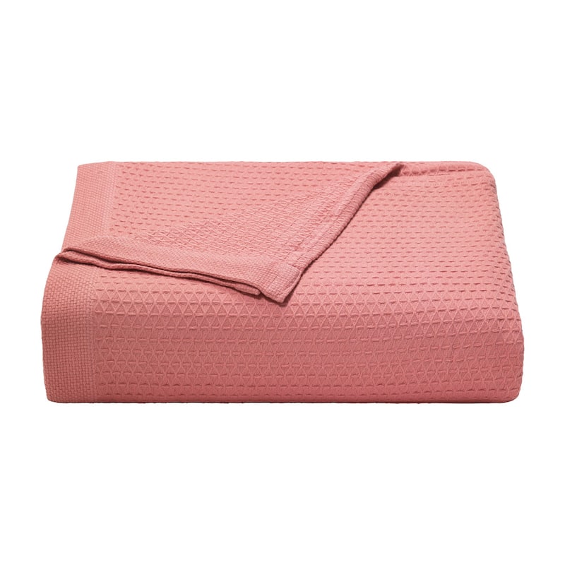 Nautica Baird Diamond Knit Solid Cotton Blanket - Twin - Coral