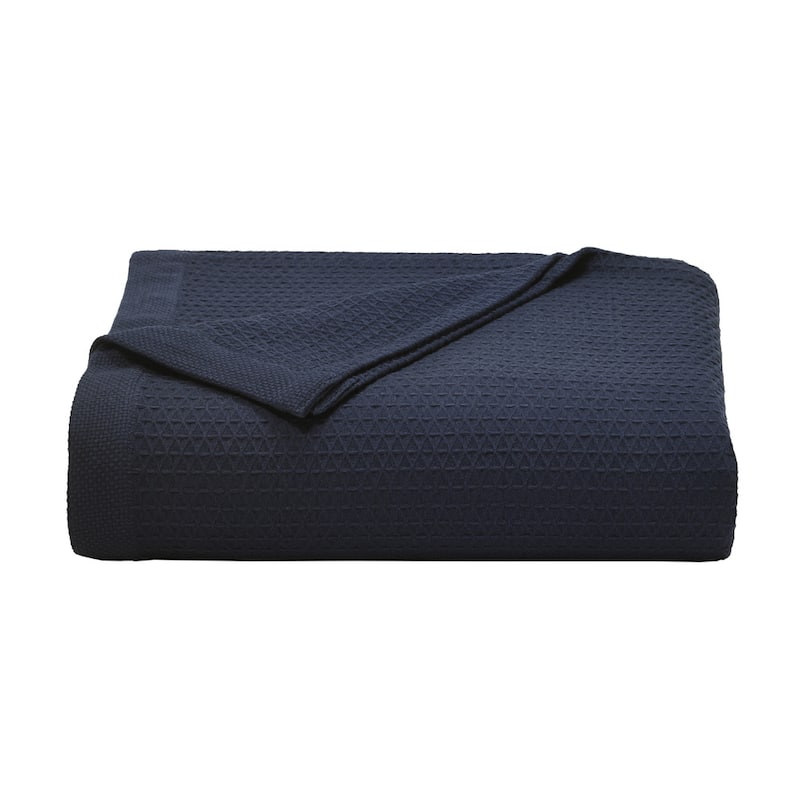 Nautica Baird Diamond Knit Solid Cotton Blanket - Twin - Navy