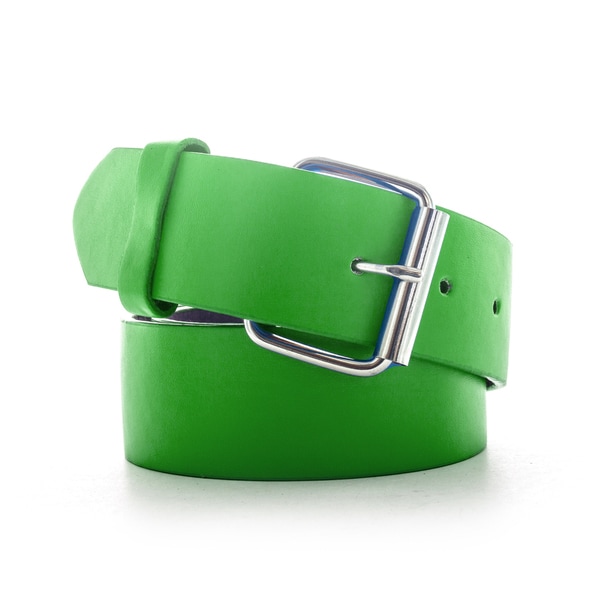 Faddism Unisex Green/Yellow/Orange Genuine Leather Belt