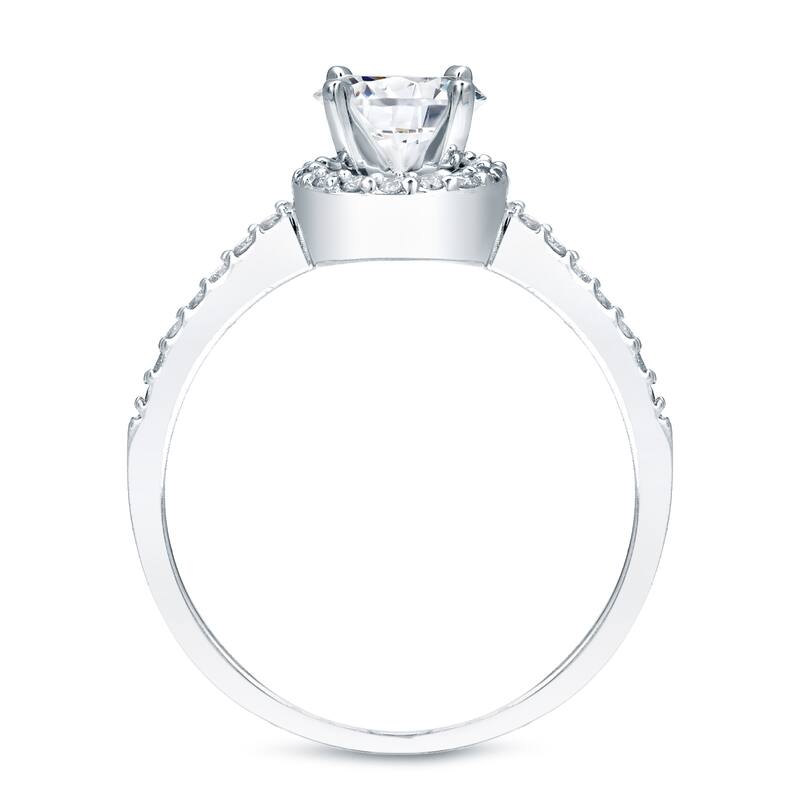 Auriya Platinum 1ct TDW Certified Round Diamond Halo Engagement Ring Set