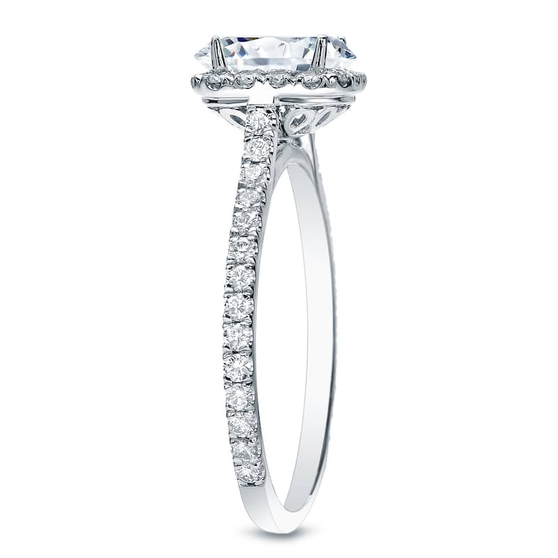 Auriya Platinum 1 1/2ctw Cushion-cut Halo Diamond Engagement Ring Certified (H-I, SI1-SI2)