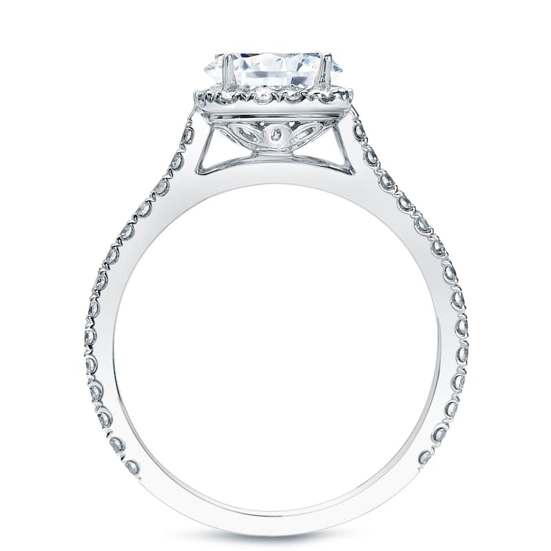 Auriya Platinum 1 1/2ctw Cushion-cut Halo Diamond Engagement Ring Certified (H-I, SI1-SI2)