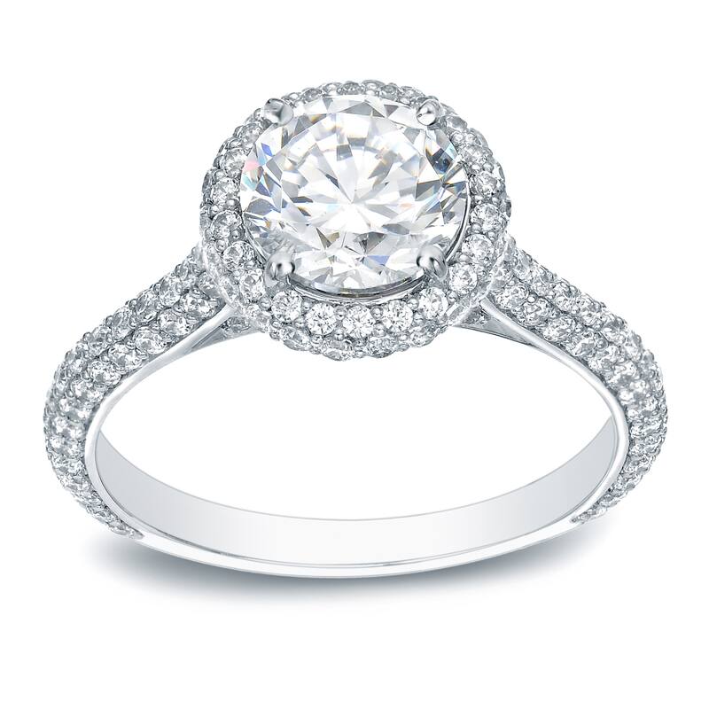 Auriya Platinum 2 carat TW Double-edged Halo Diamond Engagement Ring