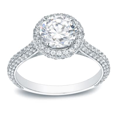 Auriya Platinum 2 carat TW Double-edged Halo Diamond Engagement Ring