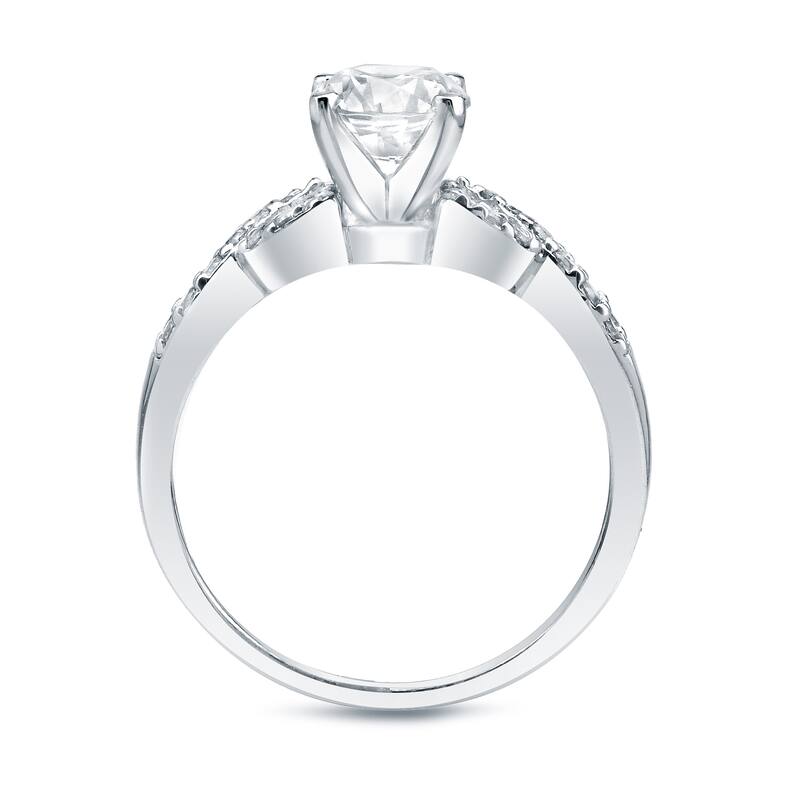 Auriya Round 1ct TDW Twisted Braid Diamond Engagement Ring Set Certified Platinum