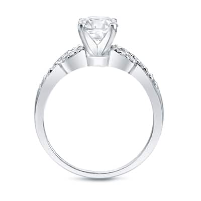 Auriya Round 1ct TDW Twisted Braid Diamond Engagement Ring Set Certified Platinum