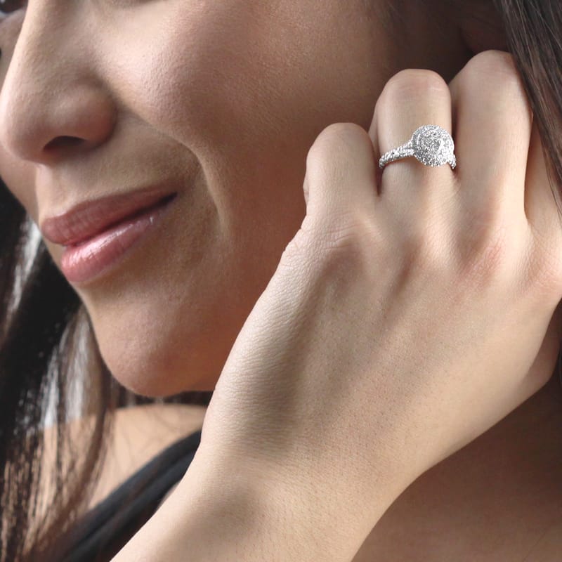 Auriya Platinum 2 carat TW Double Halo Diamond Engagement Ring