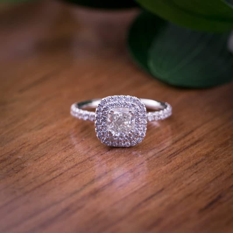Auriya Platinum 1 3/4ctw Cushion-cut Double Halo Diamond Engagement Ring