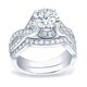 preview thumbnail 1 of 4, Auriya Platinum 1 1/2ctw Vintage Round Diamond Engagement Ring Set