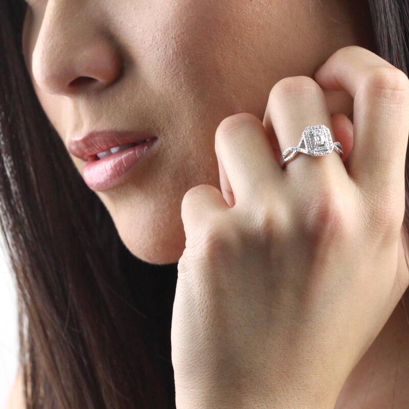 Auriya Platinum 4/5ct TDW Emerald-Cut Diamond Halo Engagement Ring