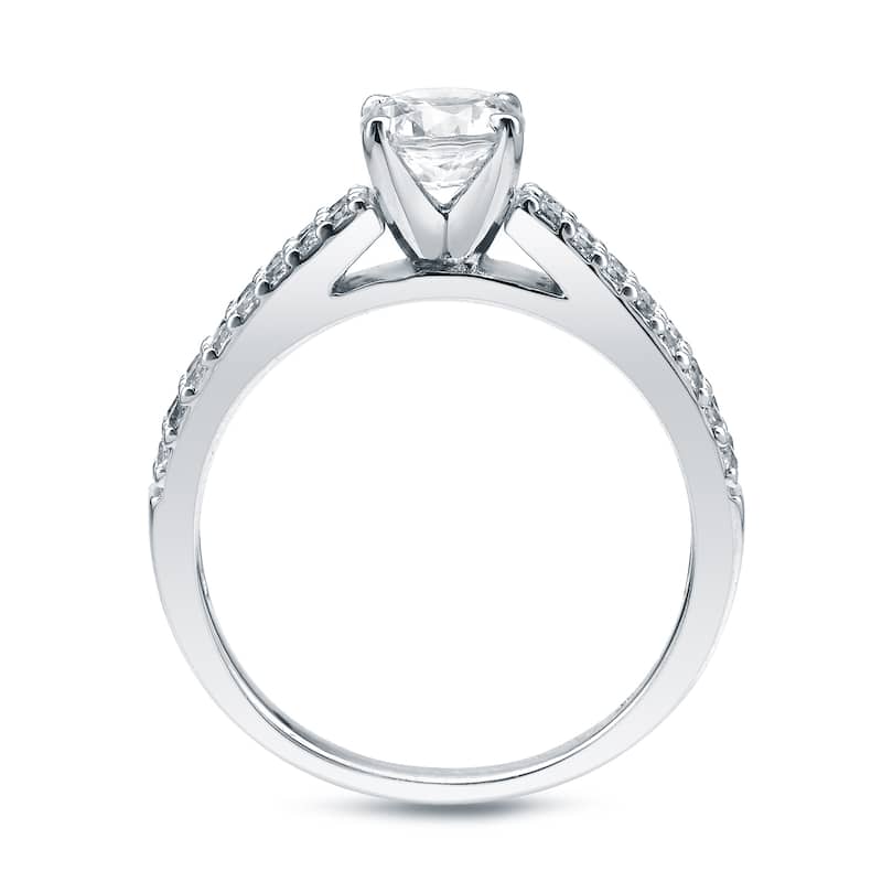 Auriya Platinum 1 1/2ctw Double Row Pave Diamond Engagement Ring Set